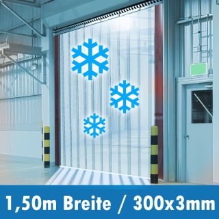 PVC Kühlhaus Vorhang / Breite ca. 1,50m Blau Transparent