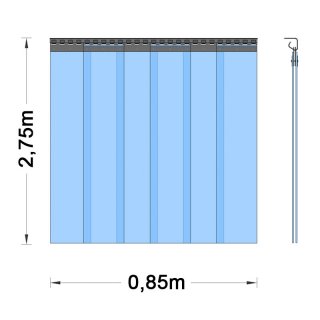 PVC Vorhang - Breite 0,85m 2,75m 2-fache berlappung
