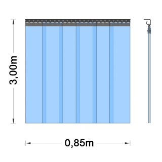 PVC Vorhang - Breite 0,85m 3,00m 1-fache berlappung