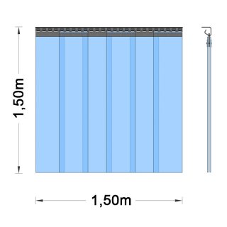 PVC Vorhang - Breite 1,50m 1,50m 1-fache Überlappung
