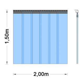 PVC Vorhang - Breite 2,00m 1,50m 2-fache berlappung